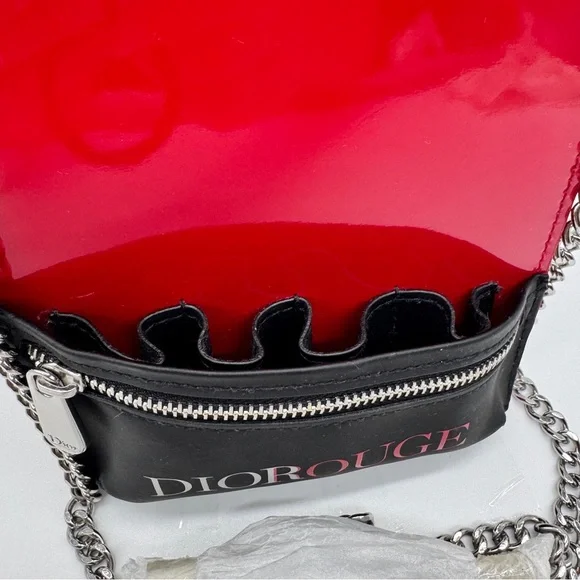 Dior Rouge Chain Red and Black Makeup Bag